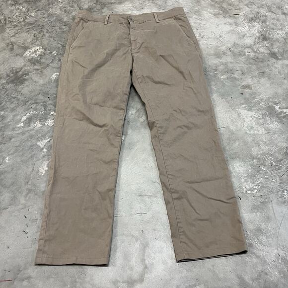 AG Adriano Goldschmied 36x30 Tan Khaki Lux Khaki Tailored Trouser Chino Pants - Picture 1 of 8